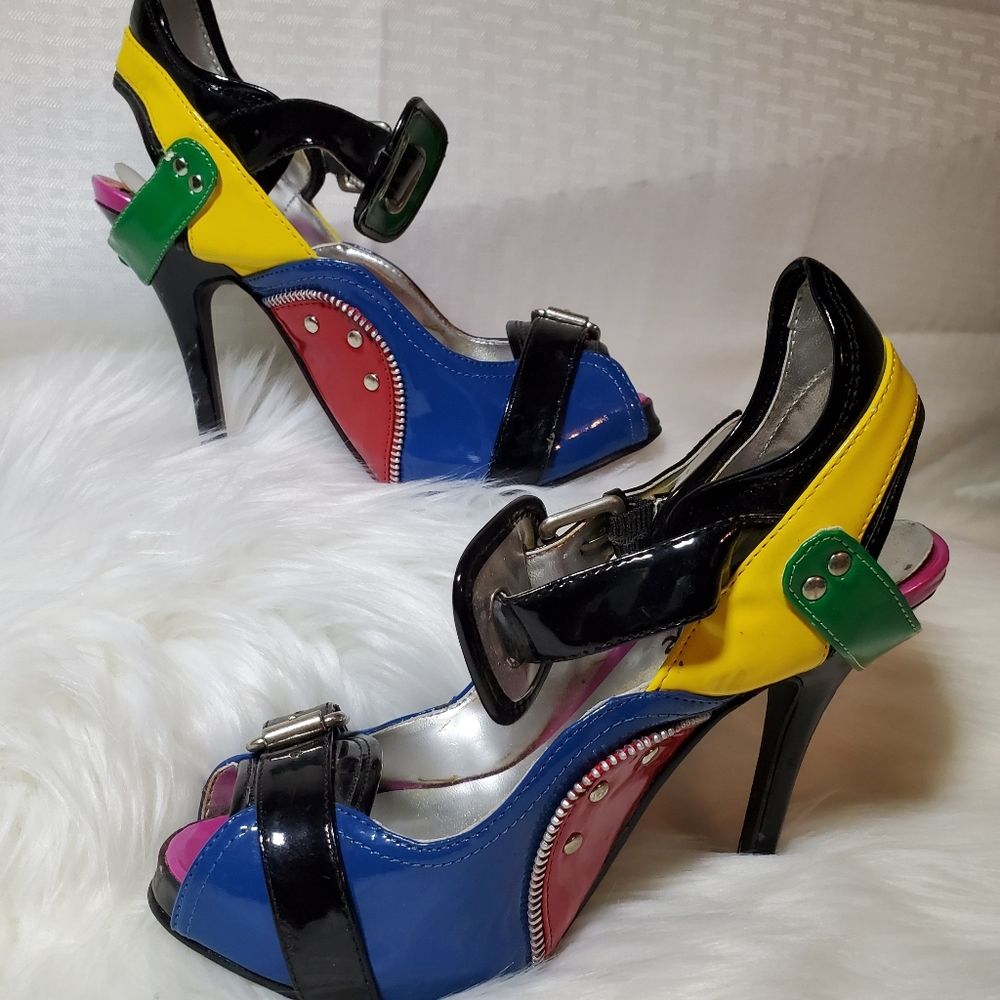 Multi-colored Stiletto Sandals Bumper Sz 7